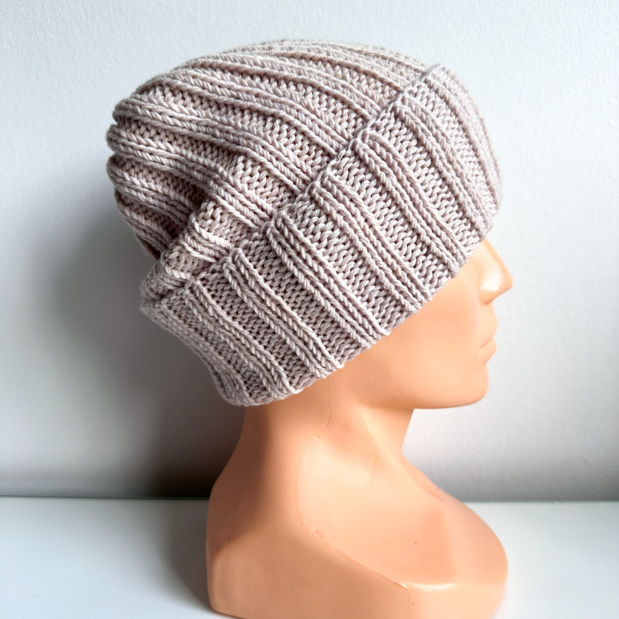 Wywijana czapka merino HELLI 100% Baby Merino 32 Turkusowy