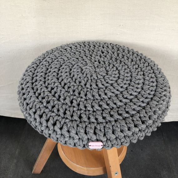 Pokrowiec na taboret okrągły 36 cm średni szary