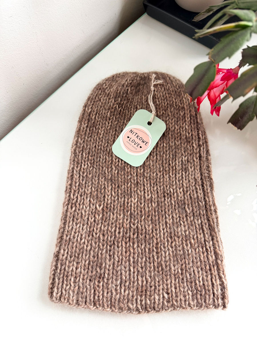 Handmade Czapka damska AUREA 100% Baby Merino plus moher i jedwab 03/29 Wanilia