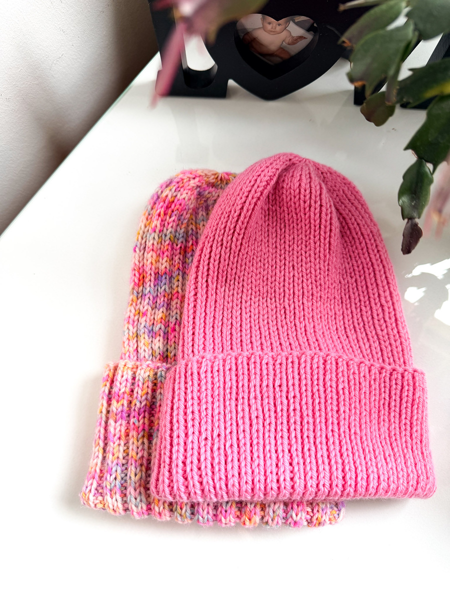 Czapka wywijana NANU 100% Merino 30 Płatek Róży