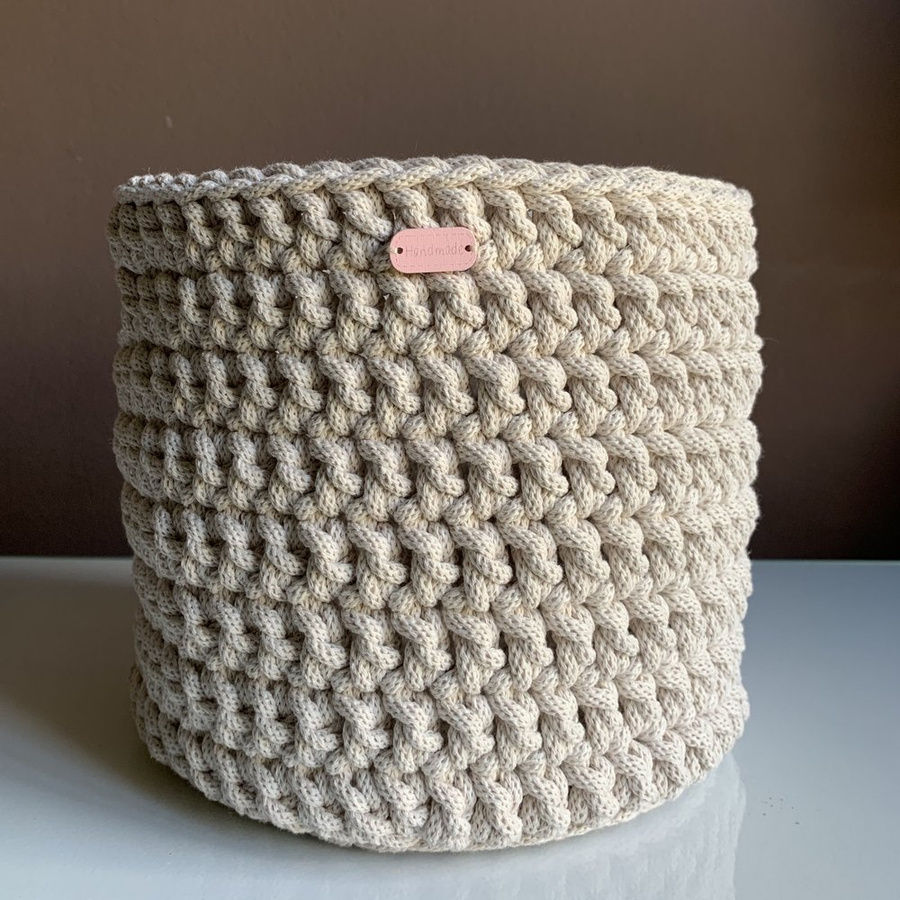 Kosz ze sznurka bawełnianego 20x20 cm Jasny Beż 725